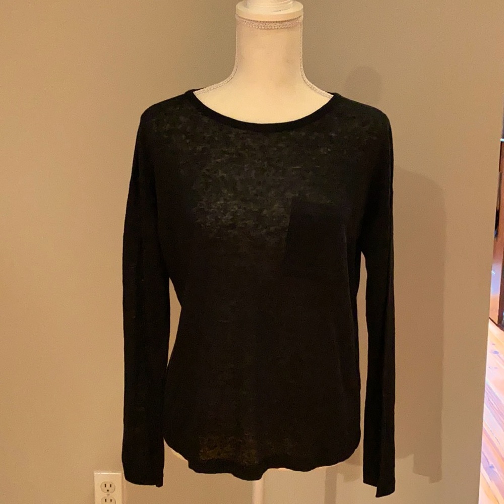 NWT Vince black linen sweater / t shirt / top